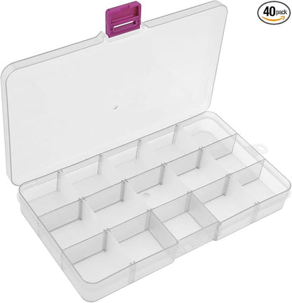 OriGlam 1pcs 17x10CM Plastic Organizer Storage Box with Adjustable Dividers, Jewelry Storage Container Box for Office Supplies Beads Crafts Fishing Tackles (Transparent)