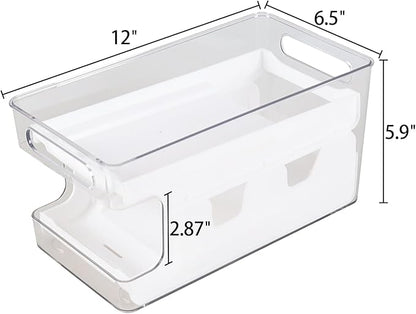 Quickquick 12 oz Can Organizer, Clear Rolling Soda Can Holder Dispenser, 2 Packs