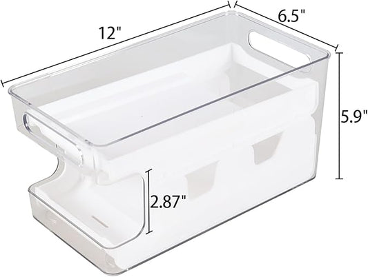 Quickquick 12 oz Can Organizer, Clear Rolling Soda Can Holder Dispenser, 2 Packs