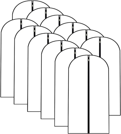 Garment Bags for Hanging Clothes 12 PCS Transparent Waterproof Dustproof Storage for Wardrobe Storage Suit Covers for Closet Clear Reuse Full Zipper for Costumes Suits Coats 24''x48''