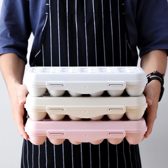 UPKOCH Stackable Plastic Egg Storage Box for Refrigerator Portable Anti-Collision Egg Holder with Lid 18-Count Shatterproof Container Space-Saving Kitchen Organizer