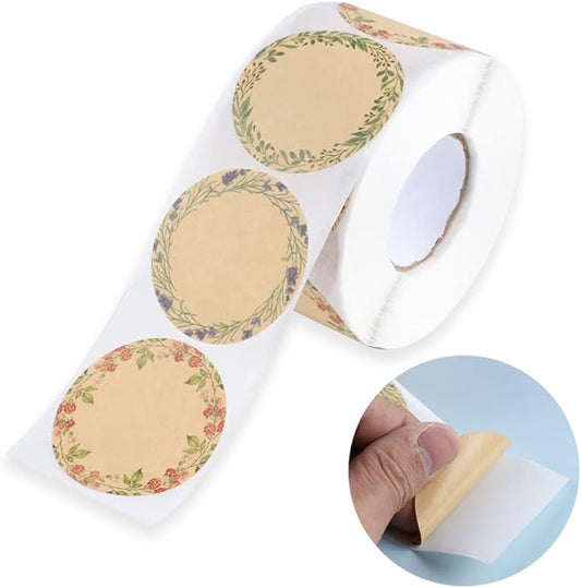 BESARME 600 Pcs 2" Canning Labels for Jar Easter Gift Tag Stickers Kraft Labels for Jar Floral Stickers Food Containers Lids Spice Bottle Sticker