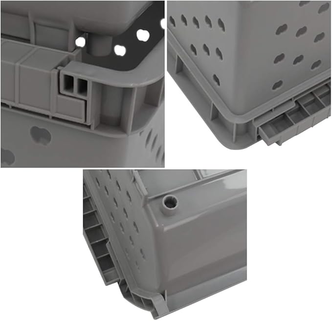 3 Pack Plastic Stacking Organizer Basket, Open Front Large Stackable Storage Bins, Gray