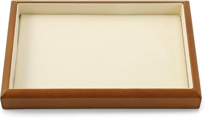 Solid Wood Flat Jewelry Tray Stackable Jewelry Drawer Organizer Showcase Display Organizer Tray(Beige)