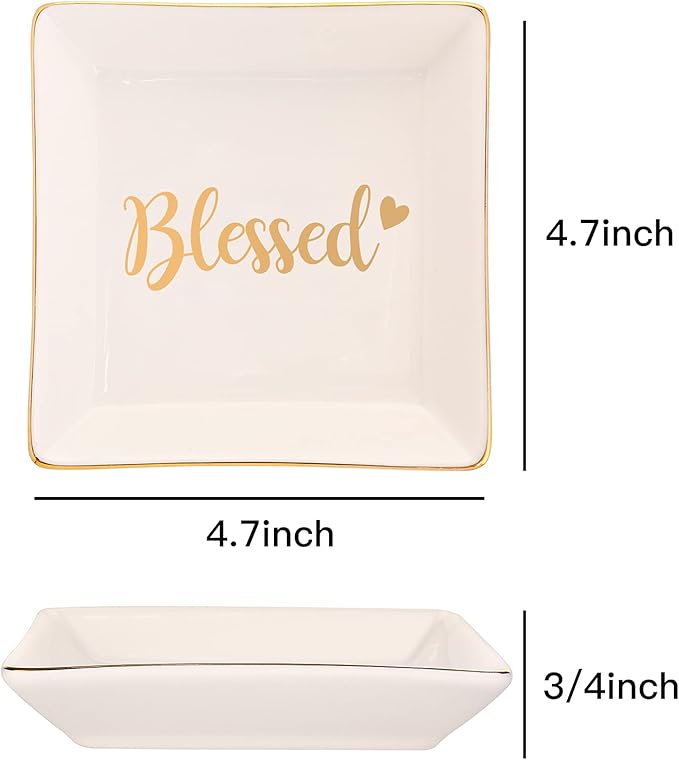 RUIMIC Blessed Thank You Gifts for Women Female - Ceramic Ring Trinket Dish, Jewelry Tray-God gifts,Wish Gifts for her - Appreciation Gratitude Gifts for Mom, Daughter, Friend, Teacher, Bridesmaid, Neighbor