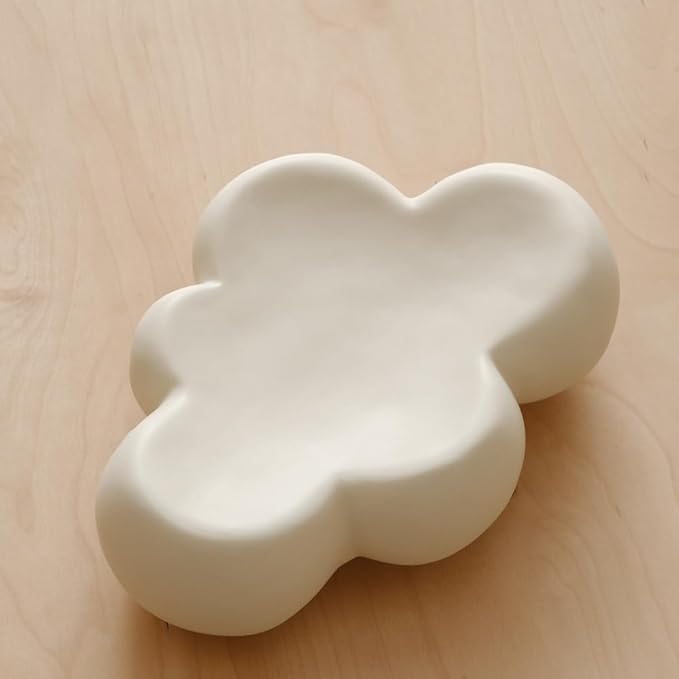 WENSHUO Cube Cloud Jewelry Tray, Chubby Trinket Dish, Matte Crème