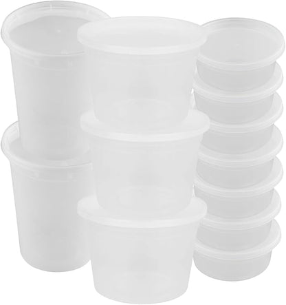 ProTakeOut Mixed Sizes Pack Heavy Duty Plastic Deli Containers | BPA-Free Food Storage with Airtight Leak‑Proof Lids | Microwave, Freezer & Dishwasher Safe Stackable (60 (20CT))