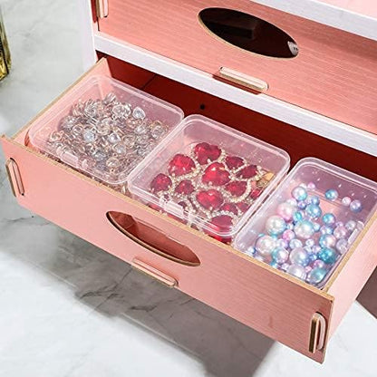 Jetec 6 Pieces Mini Plastic Clear Beads Storage Containers Box for Collecting Small Items, Beads, Jewelry, Business Cards, Game Pieces, Crafts (1.7 x 1.7 x 0.8 Inch)