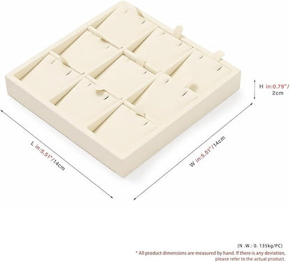 Oirlv Microfiber 9 Slots Jewelry Pendant Display Tray Jewelry Necklace Organizer Display Tray(Beige)