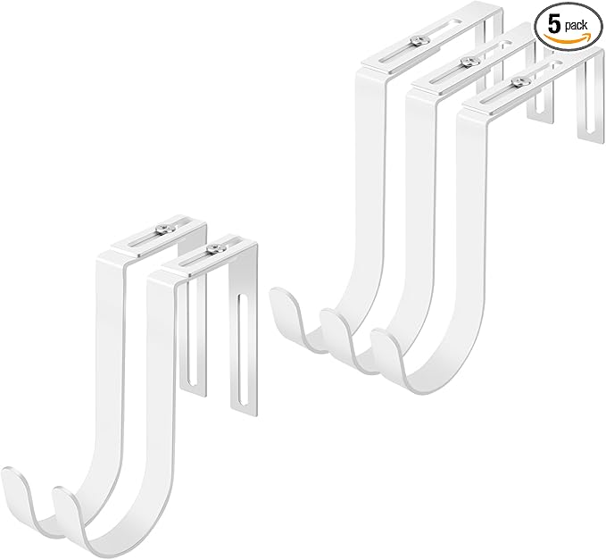 Yinsiskyer Adjustable Over The Door Hooks, Premium Metal Hooks for Hanging, Heavy Duty Door Coat Hangers and Towel Door Hangers, Cubicle Hook fits 1 3/8" to 3 1/2" Longer Panels for Wreath,White,5 Pcs