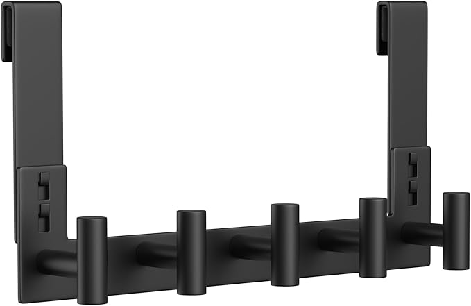 VINHOLD Extended Robe Door Hooks, Heavy Duty Stainless Steel Towel Hooks for Frameless Glass Shower Doors, Towel Hanger Rack, Shower Hooks for Bathroom (Black, 1 Pack)
