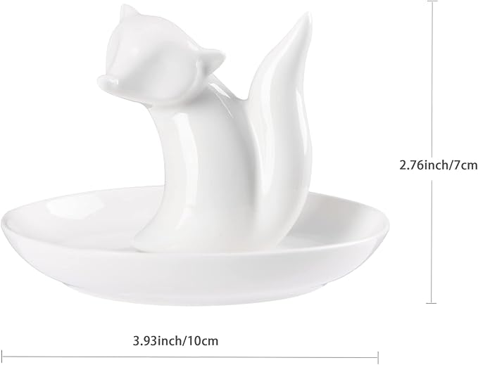 Spegiffu Fox Gifts Fox Ring Dish Jewelry Holder Ring Stand, Funny Gifts for Women Friend Mom Grandma Nana Aunt Birthday Mother's Day Christmas Valentines Gift, Fox Decor
