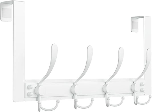 WLCSNG Heavy Duty Over The Door Hooks Rustproof - 25lb Over The Door Towel Rack, Over The Door Towel Hook, Door Hanger for Bathroom, Coat Rack Dorm Room Essentials (1Pack, White)