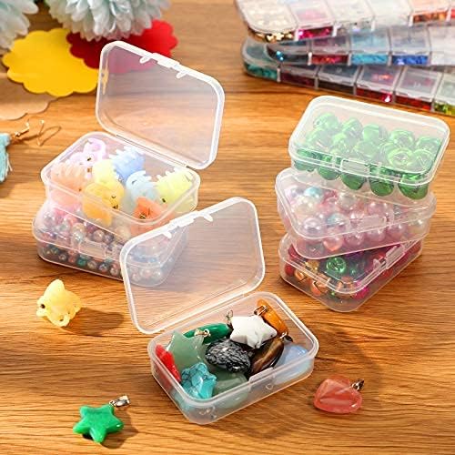 Jetec 6 Pieces Mini Plastic Clear Beads Storage Containers Box for Collecting Small Items, Beads, Jewelry, Business Cards, Game Pieces, Crafts (2.5 x 1.7 x 0.8 Inch)