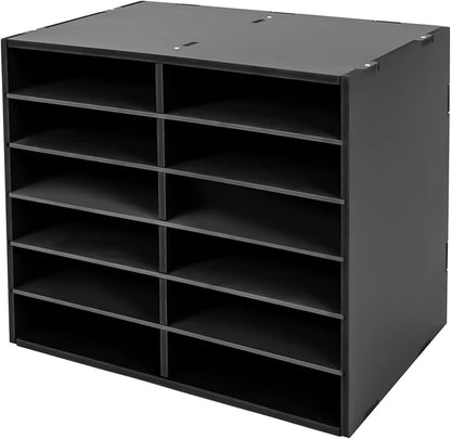Gdrasuya10 12 Compartments Literature Organizer Adjustable File Sorter Organizer Desktop Document Storage Shelves Classroom Mailbox Office Paper Storage Holder Literature Sorter Cabinet