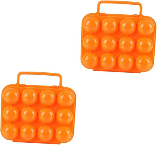 GLEAVI 2pcs Portable Folding Handle Carrier Holder for Eggs Storage Box for Kitchen and Outdoor Use Orange for Camping and Picnics