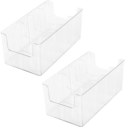 Acrylic Belt Organizer, 2 Pack Clear Stackable Belt Holder for Closet Drawer Storage 4 Compartments with Removable Dividers, Multi-Purpose Display Bins with Inserts for Ties,Socks
