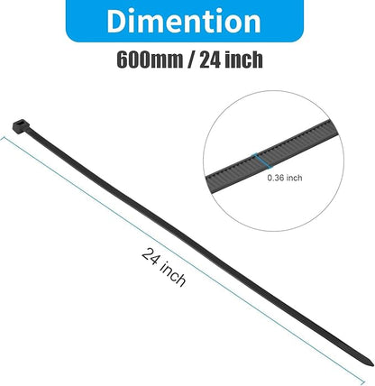 XINGO 24 Inch White Large Zip Ties Heavy Duty 500 Pack, 200 LBS Ultra Strong Plastic Wire Ties, Large Cable Ties Extra Long Tie Wraps, Indoor and Outdoor UV Resistant