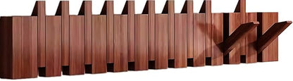 Wall Mounted Coat RackHooks Piano Key Hangers Natural Solid Wood Hanger Non-Woven Fabric Clothes Hangers for Closet, Kitchen, Bedroom, Bathroom, Entryway (Walnut, 12 Hooks)