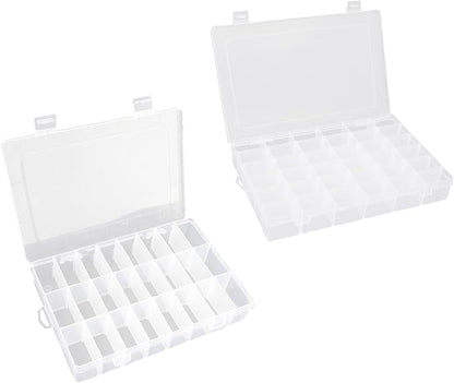 OALCQ 24 Grids 36 Grids 2 Pcs Bead Organizer Box Tackle Box Organizers and Storage Rock Collection Storage Boxes