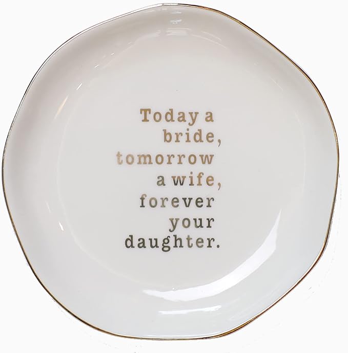VINCOMIC Mother of Bride Ring Dish,Weeding Gifts for Mom from Daughter-Jewelry Dish Tray-Ceramic White