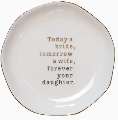 VINCOMIC Mother of Bride Ring Dish,Weeding Gifts for Mom from Daughter-Jewelry Dish Tray-Ceramic White