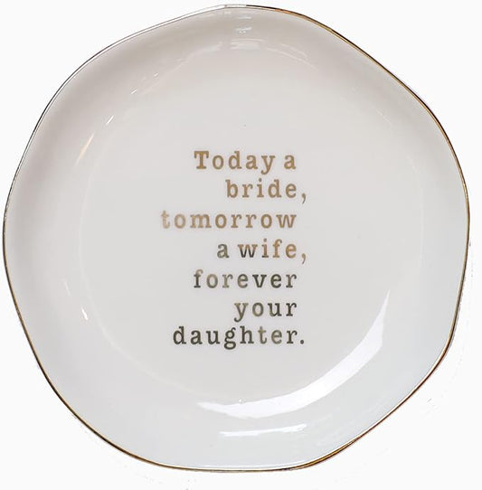 VINCOMIC Mother of Bride Ring Dish,Weeding Gifts for Mom from Daughter-Jewelry Dish Tray-Ceramic White