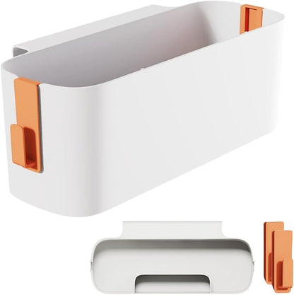 MEVOPHEE Bedside Organzier Caddy Hanging, Plastic Bunk Bed Shelf with Hooks, Large Storage Holder for Dorm Room Bed, Hospital Bed, Baby Bed Rails, 11 Lbs / 5 Kg Capacity (Orange)