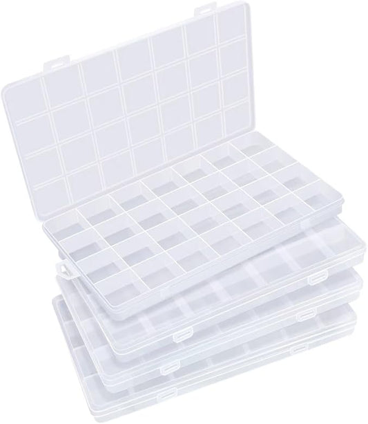 Eppingwin 28 Grids Bead Organizer, Craft Organizers and Storage, Acrylic Organizers, Plastic Bead Organizer Box for Crafts Organizing Storing (4 Pack)