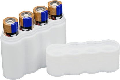 Slimline AAA Battery Case, Compact Durable TPU Organizer for Safe Storage & Home Organization – 2-Pack (Holds 4 Batteries)