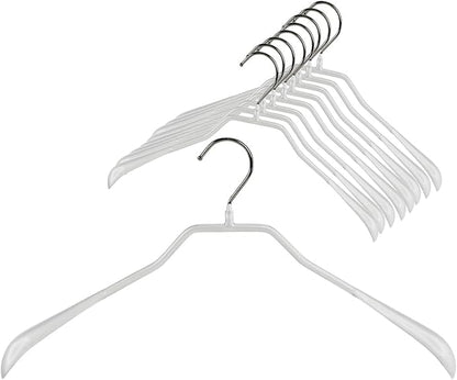 Mawa by Reston Lloyd, Non-Slip Steel Suit/Jacket Hanger, Wide Supportive Sholders with Rotating Hook, White, Set of 150