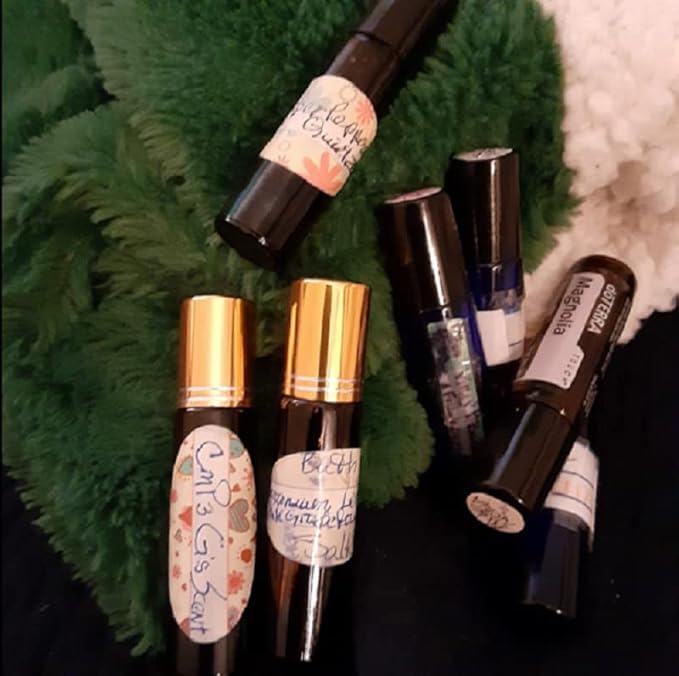 Essential Oil Labels Stickers for Bottles Round Chapstick Labels for Tubes Plant Pattern Botanical Aesthetic Label Sticker