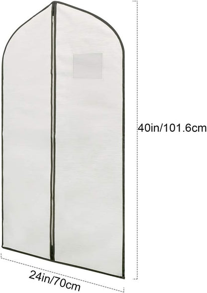 Fabric Garment Bag Suit Bag 40 x 24" Greyish White Suit Bag Hanging Storage Bag with Viewing Window and Zipper for Storage Cotton Clothes Fur Coat or Suit Jacket,QY-FCT01