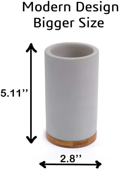 Matani Bamboo Toothbrush Holder Diatomite Tooth Brush Organizer - Storage Stand for Small Bathroom & Counter - Removable Base & Drain Holes, Water-Absorbent & Quick-Drying (Light Grey)