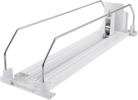 PRETYZOOM Drink Organizer for Fridge White Plastic Automatic Pusher Glide, 12'' Depth Self-Pushing Drinking Bottle Rack, Soda Dispenser for Fridge, Shelves