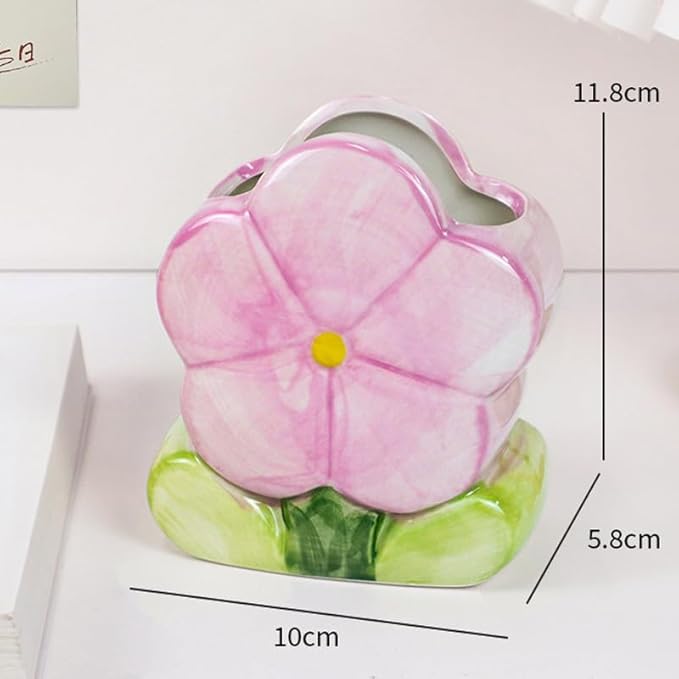 Flower Pencil Holder for Desk Purple Toothbrush Holder Cute Makeup Pen Holders for Office Desk Accessories Aesthetic Home Decor Birthday Gifts for Women Vanity Kawaii Kitchen Utensil Holders