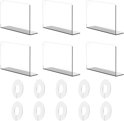 6Pack Acrylic Shelf Dividers for Closet Organization Shelves，Clear Plastic Dividers Shelf Clothes Separators in Closet for Cabinets Clothes Shelves