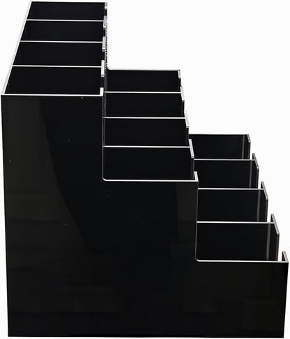 CiaoHER Large Acylic Coffee Cup and Lid Dispenser with 12 Compartments, Counter Top for Coffee Station to Organize Disposable Cups, for Home or Office Use (Black)