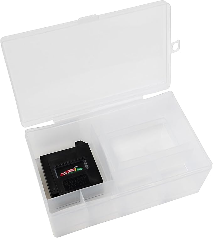 Dial Industries Battery Storage Organizer Case, 12 AAA, 12 AA, 6 C, 4 D with Tester