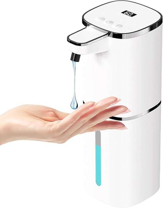 OHIFAST Automatic Liquid Soap Dispenser Touchless, USB Rechargeable Smart Hand Soap Dispenser, 9-Level Adjustable, Physical Button Operation, 13.5oz/400mL Wall Mounted for Bathroom Kitchen Dish Soap