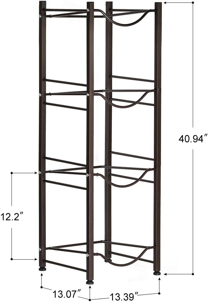 HAITRAL Water Gallon Jug Holder, 4 Tiers Heavy Duty Water Bottle Buddy Display Rack, Black Brown