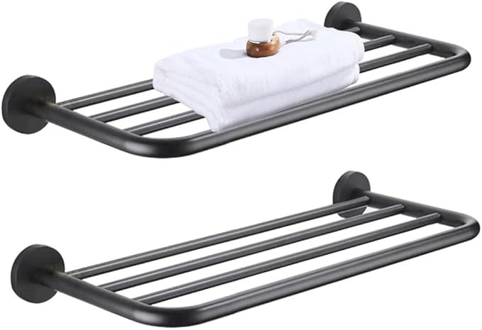 Hotel Towel Racks for Bathroom Wall Mounted, 30 Inch Towel Shelf for Bathroom, 2-Tier Bathroom Towel Rack, Gray