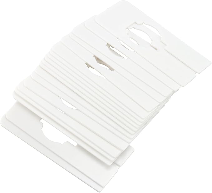 SHEUTSAN 100 PCS 12.5 x 5cm Plastic Clothing Rack Dividers, Rectangular Clothing Size Dividers for Closet, Cloth Store, Department Stores, White