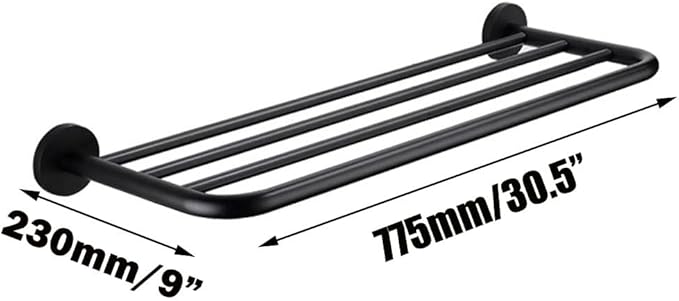 Hotel Towel Racks for Bathroom Wall Mounted, 30 Inch Towel Shelf for Bathroom, 2-Tier Bathroom Towel Rack, Black