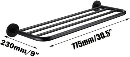 Hotel Towel Racks for Bathroom Wall Mounted, 30 Inch Towel Shelf for Bathroom, 2-Tier Bathroom Towel Rack, Black