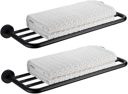 Hotel Towel Racks for Bathroom Wall Mounted, 24 Inch Towel Shelf for Bathroom, 2-Tier Bathroom Towel Rack, Black