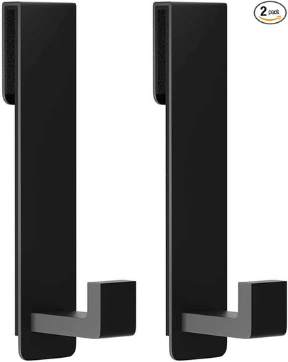 HUFEEOH 2-Pack Shower Towel Hooks, Stainless Steel 7.5-Inch Extended Over Door Hooks for Frameless Glass Shower Door, Heavy Duty Towel Rack for Bathroom, Holds Robes & Towels, Black