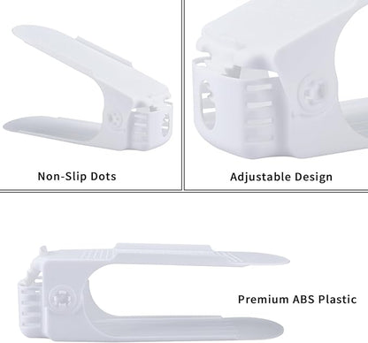 HOMOKUS Shoe Slots Organizer for Closet Organization, 20 Pack Adjustable Shoe Stacker Space Saver,Double Layer Shoe Rack Organizer Holder with 4 Different Height (White)