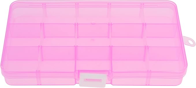 OriGlam 1pcs 17x10CM Plastic Organizer Storage Box with Adjustable Dividers, Jewelry Storage Container Box for Office Supplies Beads Crafts Fishing Tackles (Pink)