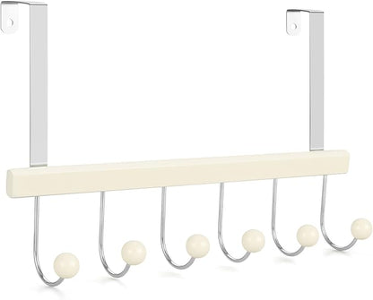 TOPIA HANGER Over The Door Hooks for Hanging, Towel Hooks Towel Racks for Bathroom, Coat Hooks Coat Rack Over The Door Organizer Hanging, Wooden Door Hangers for Coat Towel Hat Purse CT71W